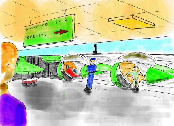 At the station - travelling backwards!